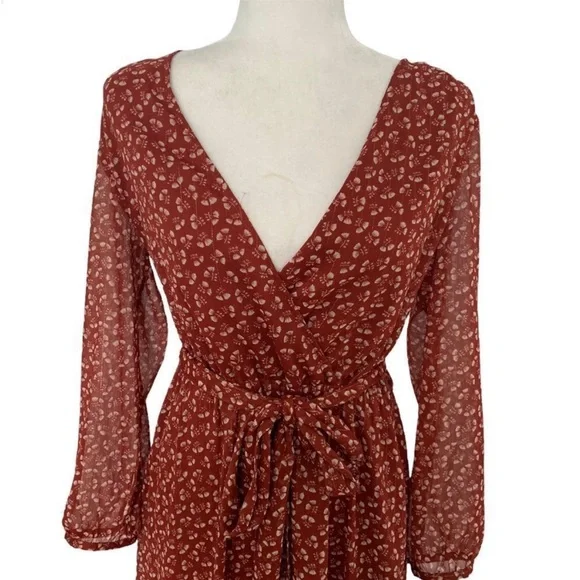 J. Crew Peasant Dress Sparkly Floral Cottagecore Faux Wrap  Dress Size 6 - Picture 8 of 13
